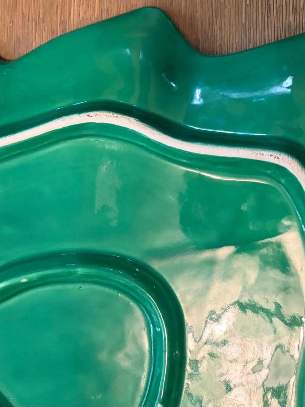 Pier 1 Imports Green Christmas Tree Serving Platter 15